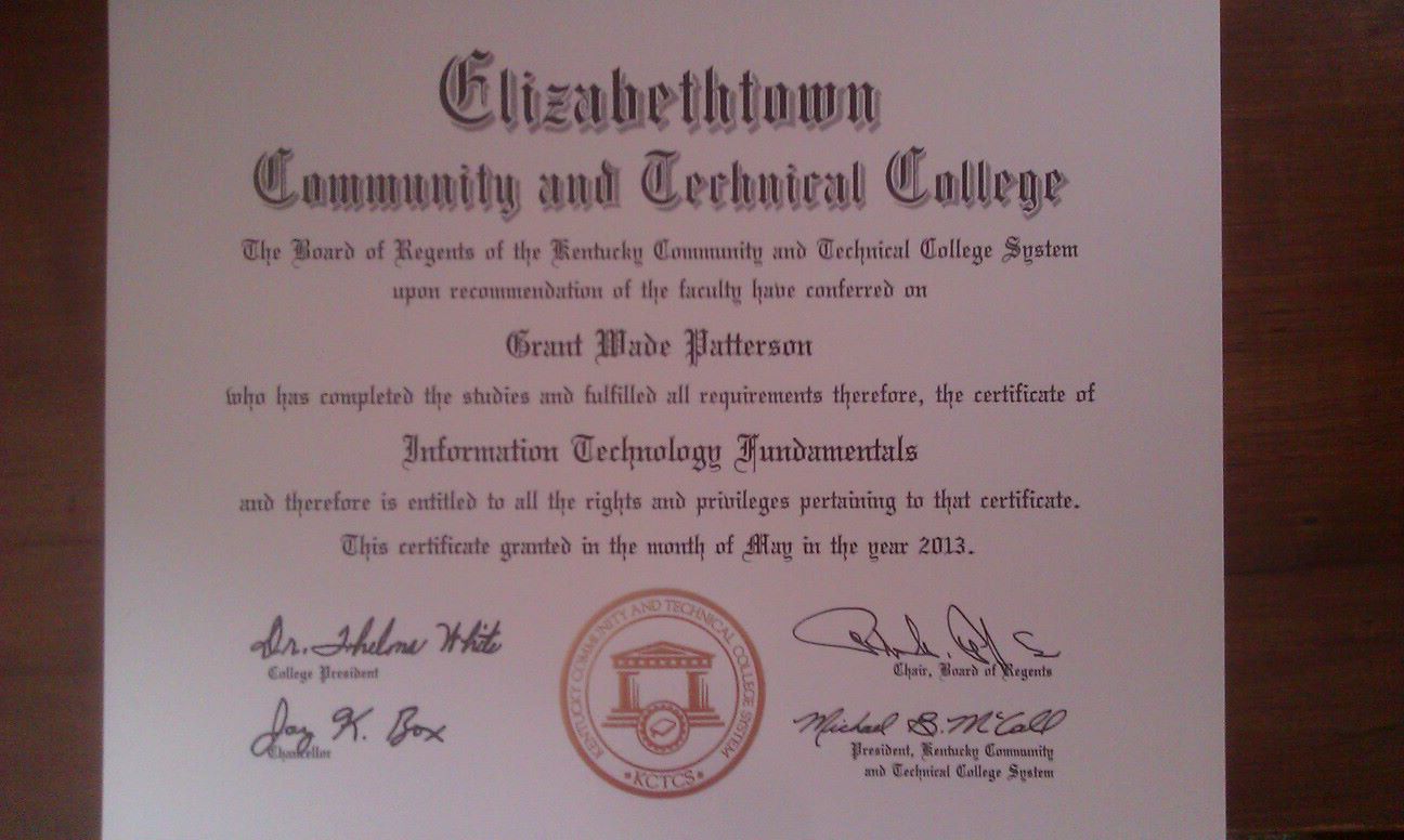 IT Fundamental Certifacte