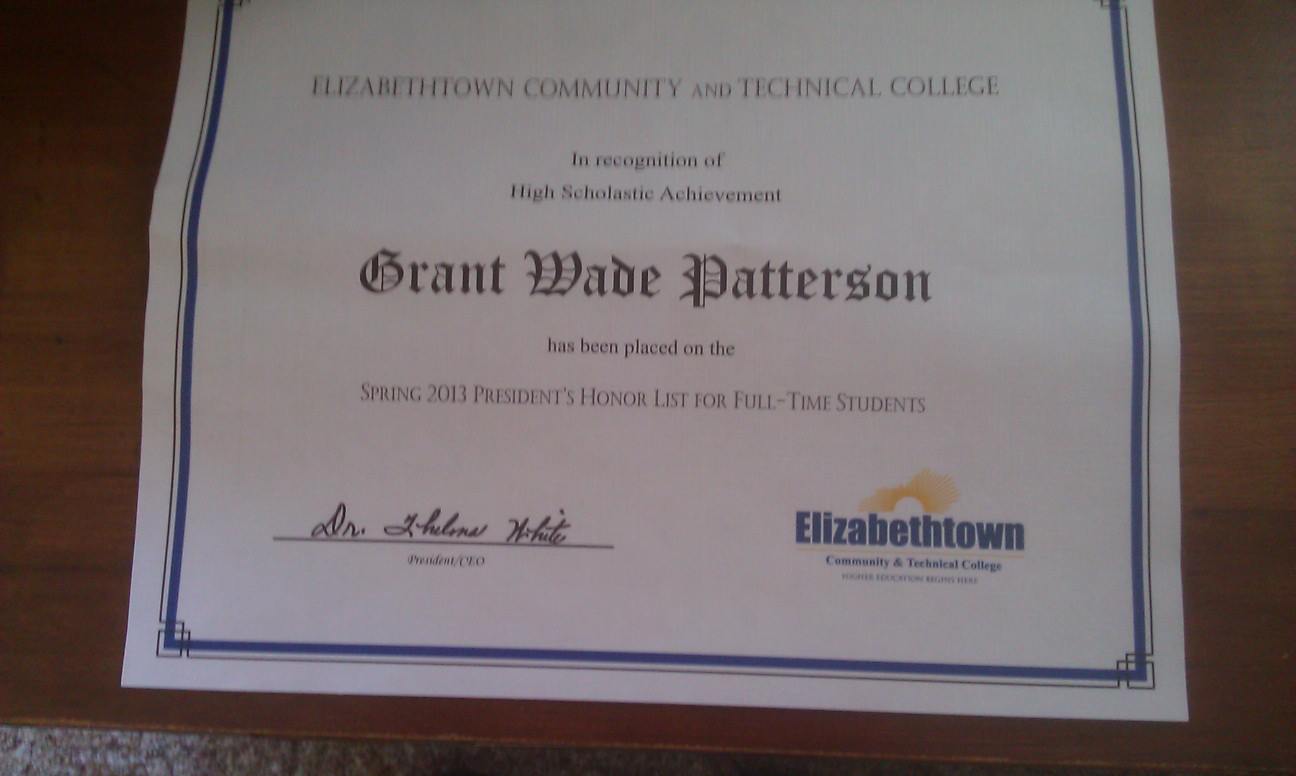 Presdients Honor List Full Time Student - Spring 2013