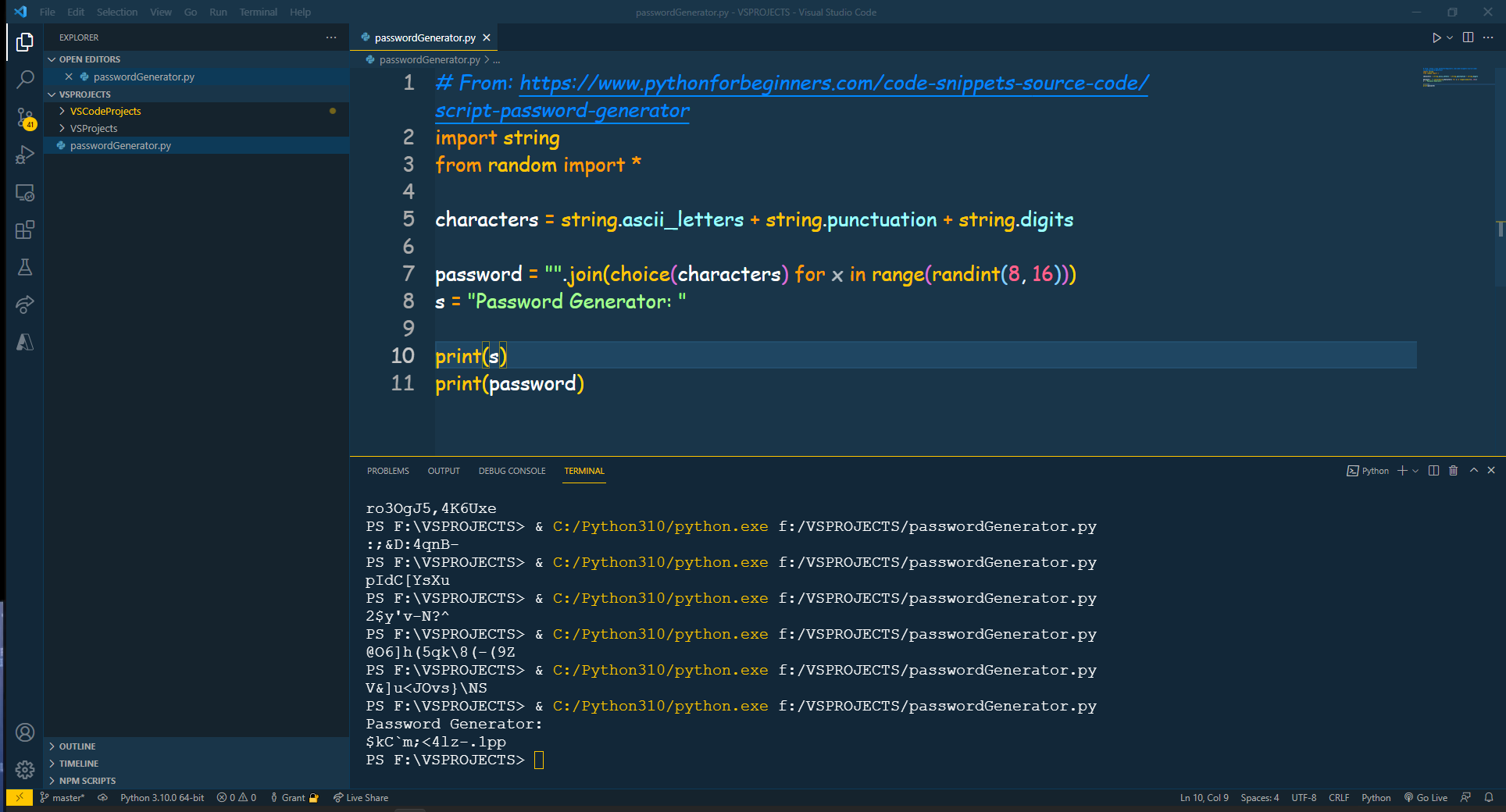 Simple Password Generator in Python