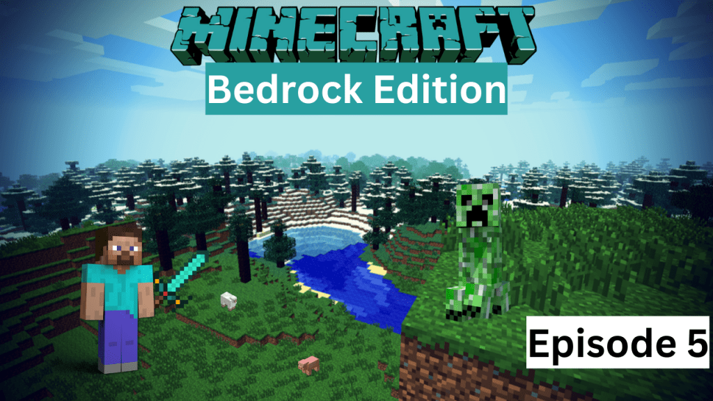 Minecraft Bedrock Edition Live Stream Replay – Episode 5 – Getting more of my land done, built nether portal, finding more&nbsp;diamonds