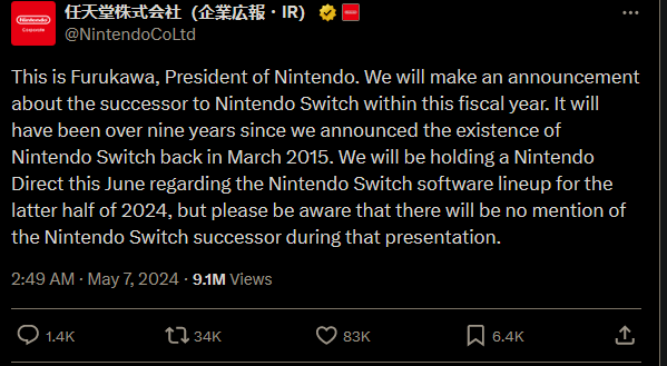 Nintendo President announcement