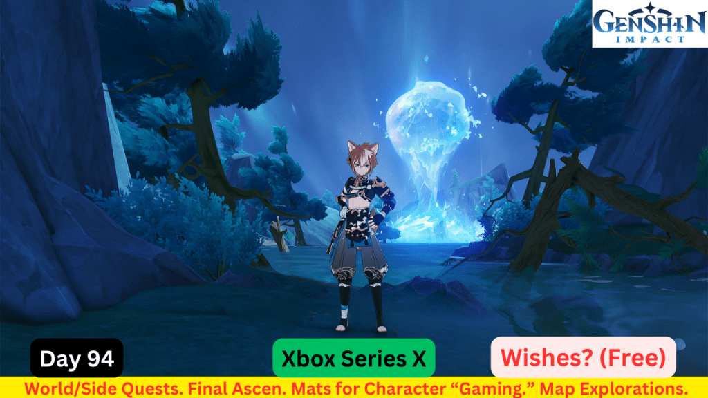 Genshin Impact Live Stream Replay – Couple of Story Quests Done. Character “Gaming” Final Ascension Mats Grind. More Map&nbsp;Explorations.