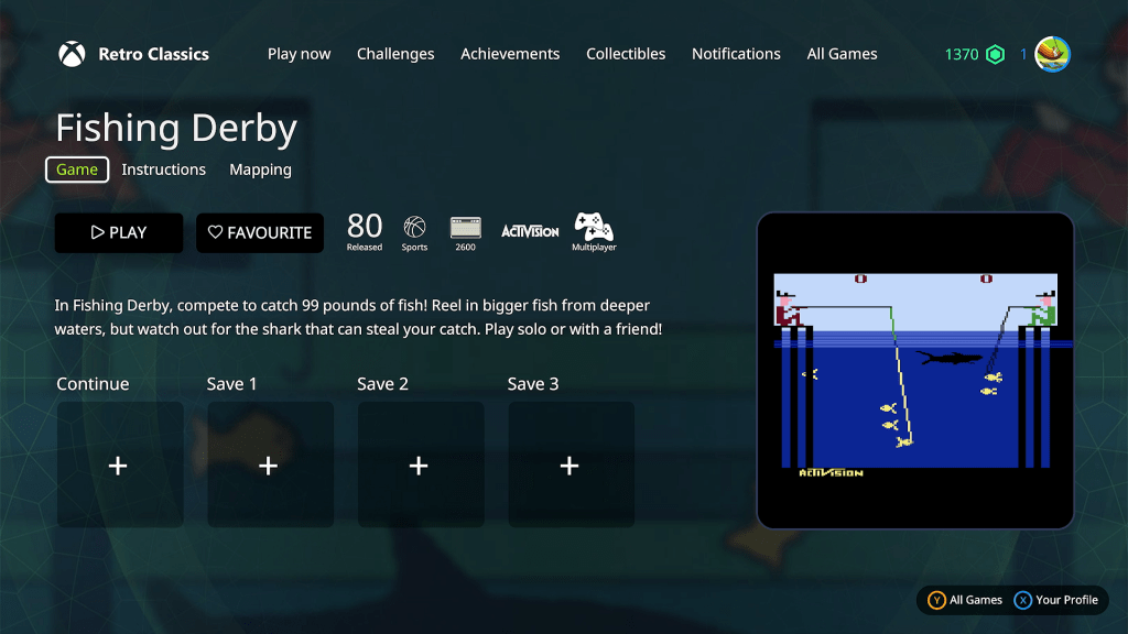 Retro Classics Xbox Gameplay – Fishing Derby (Atari&nbsp;2600)