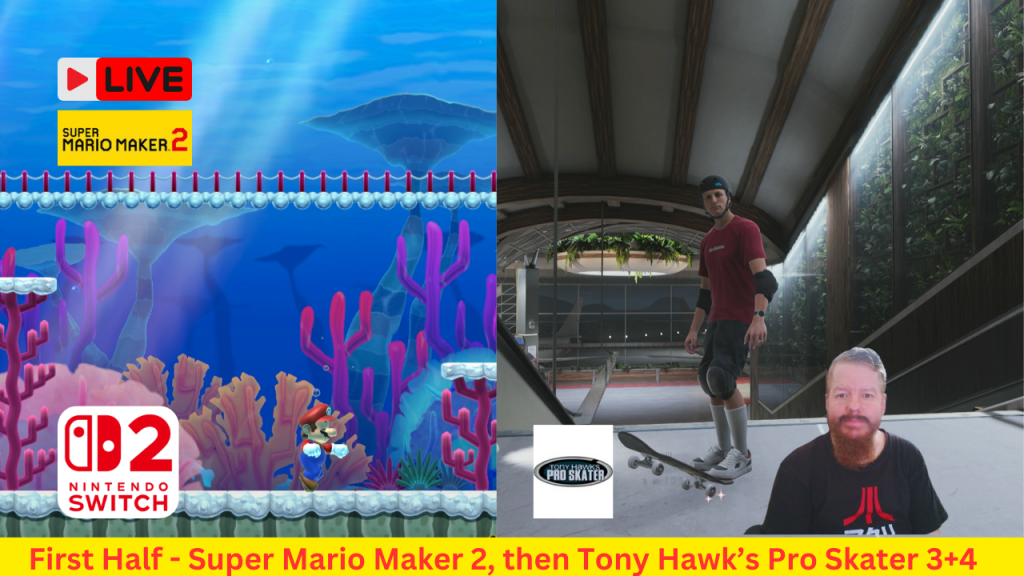 Super Mario Maker 2/Tony Hawk’s Pro Skater 3+4 Live Stream Replay – More Random/Viewer Levels in SMM2. Getting stuff done in LA in THPS3+4&nbsp;(THPS3).
